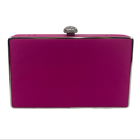 Lula Townsend Fuchsia Box Handbag with Rhinestone Closure - Picture 3 of 12